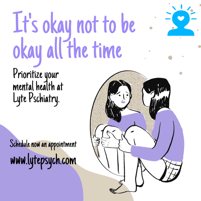 Mental health is gaining attention among people due to the constant stress with overwork, understanding and promoting mental well-being has become paramount. At Lyte Psychiatry we are offering innovative and compassionate care tailored to the needs of each individual to work on and improve your mental health.
